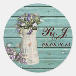 floral barn wood rustige bruiloft bedankt ronde sticker