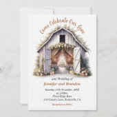 Floral Barnyard Wedding Kaart (Voorkant)