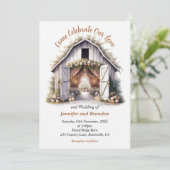 Floral Barnyard Wedding Kaart (Staand voorkant)