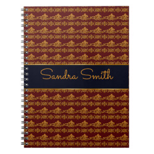 Floral barokstijl bogundy patroon notitieboek