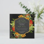 Floral Baroque Birthday Gold Lijst Black Glam Red Kaart (Staand voorkant)