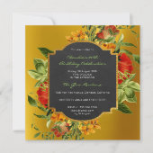 Floral Baroque Birthday Gold Lijst Black Mustard Kaart (Voorkant)
