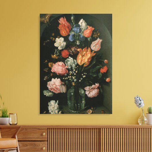  Floral Baroque, Vase van Bloemen in een Niche Canvas Afdruk (Insitu (Woonkamer))