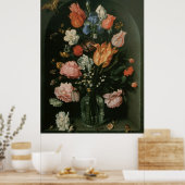  Floral Baroque, Vase van Bloemen in een Niche Poster (Keuken)