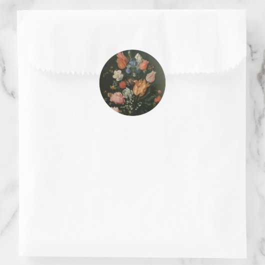  Floral Baroque, Vase van Bloemen in een Niche Ronde Sticker (Tas)
