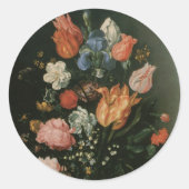  Floral Baroque, Vase van Bloemen in een Niche Ronde Sticker (Voorkant)