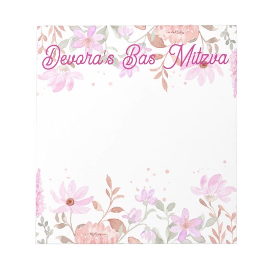 Floral bas mitzva notitieblok (Voorkant)