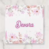 Floral bas mitzva voorkeurstas bedankjes labels (Voorkant)