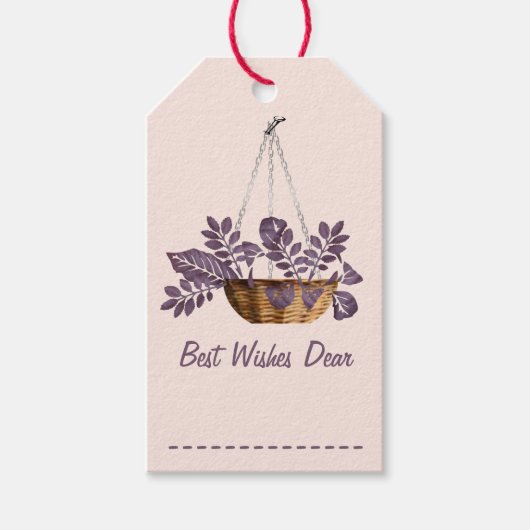 Floral Basket Best Wishes Gift labels Cadeaulabel (Voorkant)