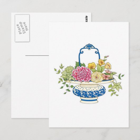 Floral Basket Briefkaart (Voorkant / Achterkant)