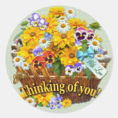 Floral Basket Ronde Sticker (Voorkant)