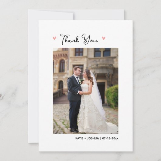 Floral Basketbal Trouwfoto Dank je kaart (Voorkant)