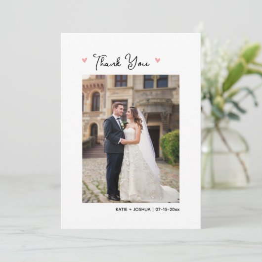 Floral Basketbal Trouwfoto Dank je kaart (Staand voorkant)