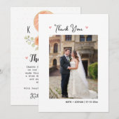 Floral Basketbal Trouwfoto Dank je kaart (Voorkant / Achterkant)