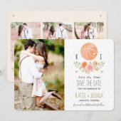 Floral Basketball Save the Date (Voorkant / Achterkant)