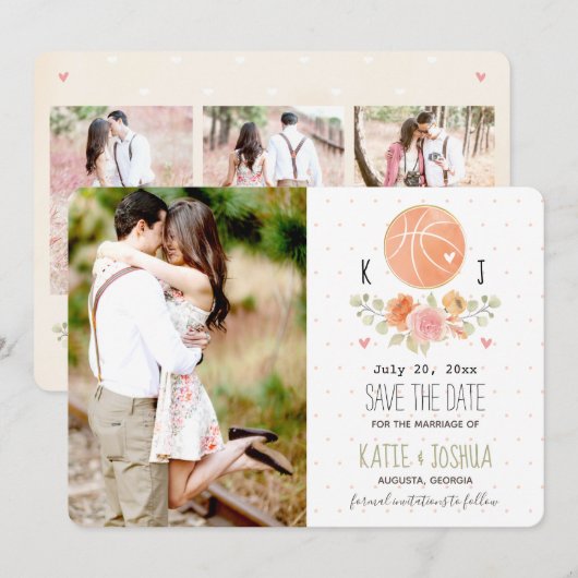 Floral Basketball Save the Date (Voorkant / Achterkant)