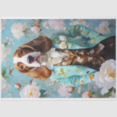 Floral Basset Hound in Blauwgroen Suit Decoupage Tissuepapier (Voorkant)