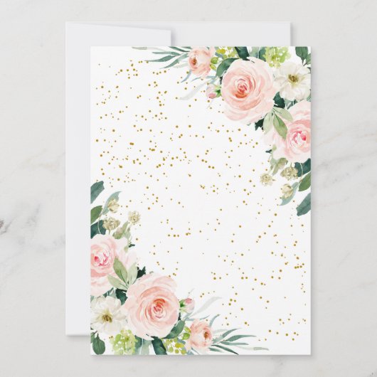 Floral Bat Mitzvah (roze en goudkleurige Waterverf Kaart (Achterkant)