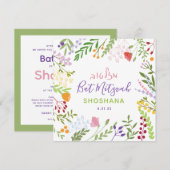 Floral Bat Mitzvah Uitnodiging (Voorkant / Achterkant)