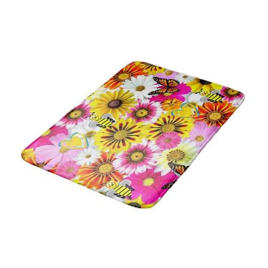 Floral Bathroom Bath Mat (Gekanteld)