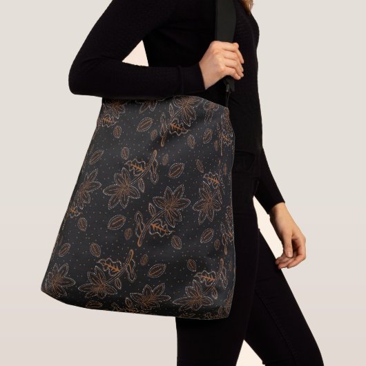 Floral Batik Pattern Dot Gold Black Crossbody Tas (Dichtbij)