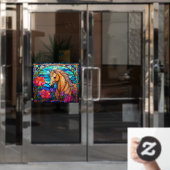  Floral Bay Horse Faux Glas in lood Raamsticker (Kantoordeur)