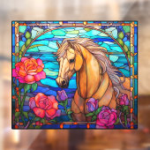 Floral Bay Horse Faux Glas in lood Raamsticker (Vel 2)