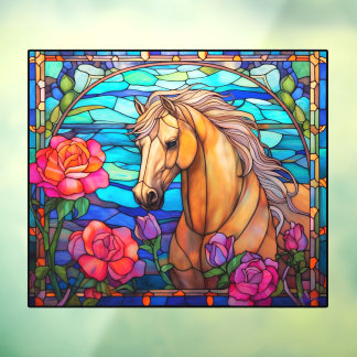 Floral Bay Horse Faux Glas in lood Raamsticker
