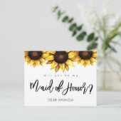 Floral Be My Maid of Honor Zonnebloem Briefkaart (Staand voorkant)