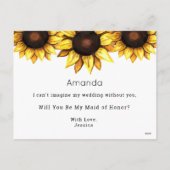 Floral Be My Maid of Honor Zonnebloem Briefkaart (Achterkant)