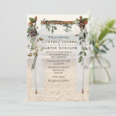 Floral Beach Arbor bruiloft uitnodiging (Staand voorkant)