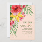 Floral Beach Colorful Tropical Destination Wedding Kaart (Voorkant)