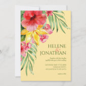 Floral Beach Colorful Tropical Destination Wedding Kaart (Voorkant)