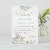 Floral Beach Driftwood bruiloft Kaart (Staand voorkant)