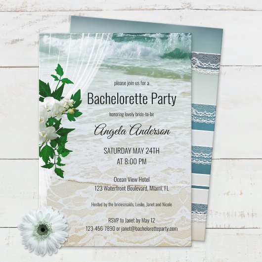 Floral Beach Lace Bachelorette Kaart