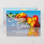 Floral Beach Save the Date Uitnodiging voor bruilo (Voorkant / Achterkant)