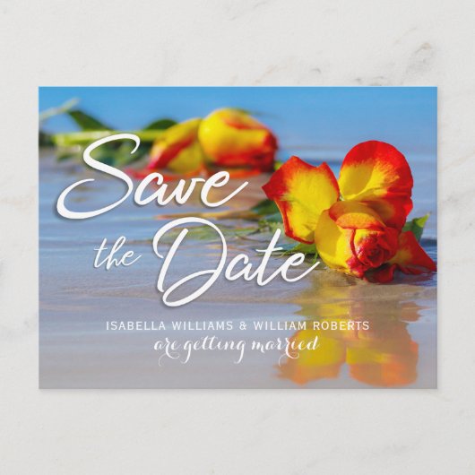 Floral Beach Save the Date Uitnodiging voor bruilo (Voorkant)