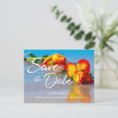Floral Beach Wedding Save the Date Uitnodiging (Staand voorkant)