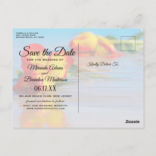 Floral Beach Wedding Save the Date Uitnodiging (Achterkant)
