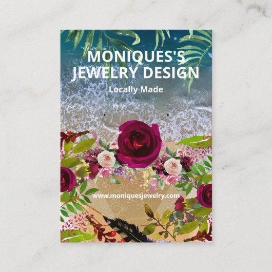 Floral Beach Zee Glass Earring Display Kaart Visitekaartje (Voorkant)