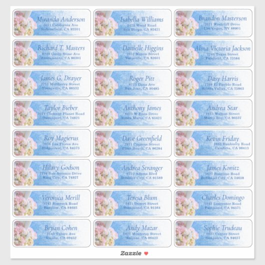 Floral Beach Zomer Bruiloft Gast Adres Label (Vel)