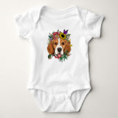 Floral Beagle Botanische Bloem/Kute Beagle Romper (Voorkant)