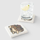 Floral Beagle Stenen Onderzetter (Zijkant)