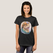 Floral Bearded Dragon Waterverf Flower Crown Repo T-shirt (Voorkant volledig)