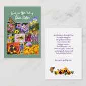 Floral Beauty Aangepaste Tekst Zus Verjaardag Kaar Notitiekaartje (Voorkant / Achterkant)