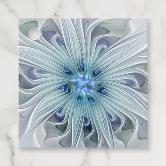 Floral Beauty Abstract Modern Blue Flower Custom Bedankjes Labels (Voorkant)