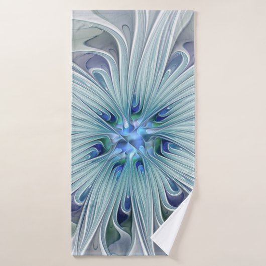 Floral Beauty Abstract Modern Blue Pastel Flower Badhanddoek (Badhanddoek)