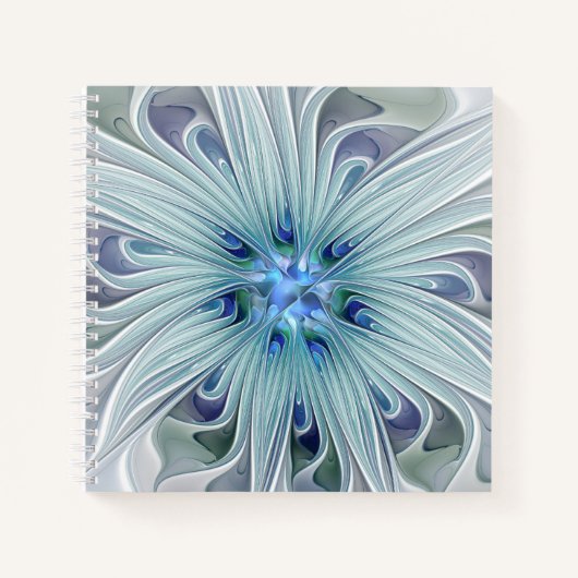 Floral Beauty Abstract Modern Blue Pastel Flower Notitieboek (Voorkant)