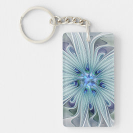 Floral Beauty Abstract Modern Blue Pastel Flower Sleutelhanger