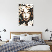 Floral Beauty - Abstract Woman Portrait Modern Art Canvas Afdruk (Insitu (Slaapkamer))